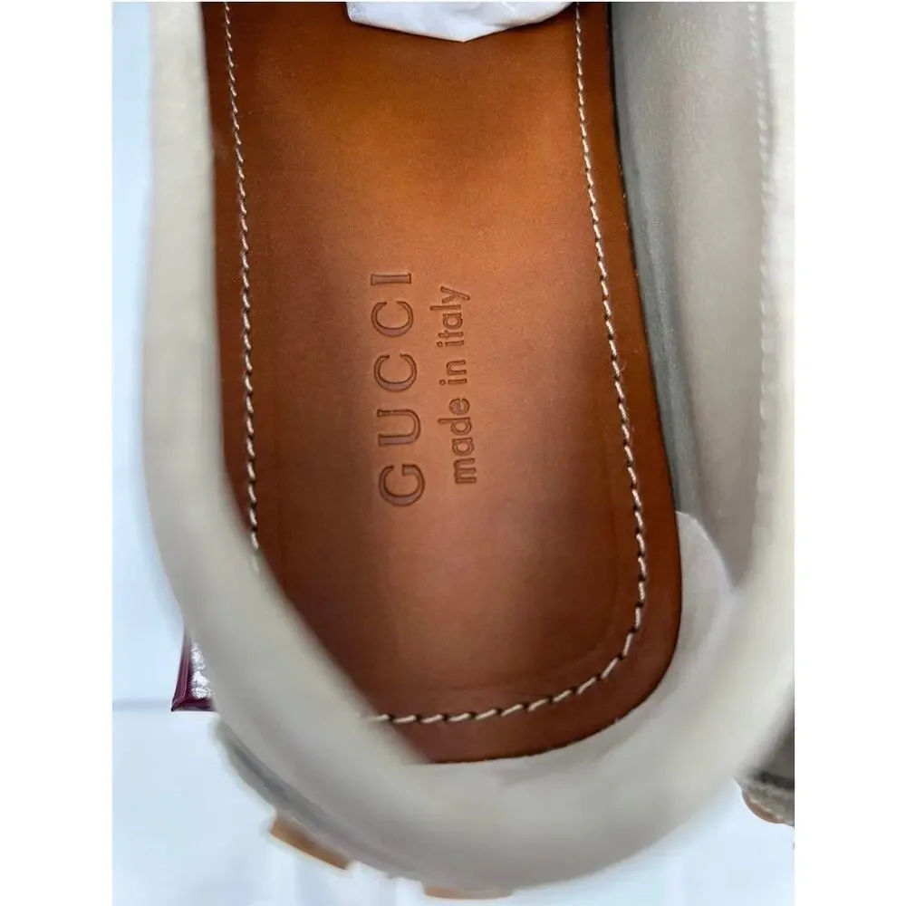 Men's Gucci GG embossed oatmeal suede driver loafers size 11 fits 11.5 US